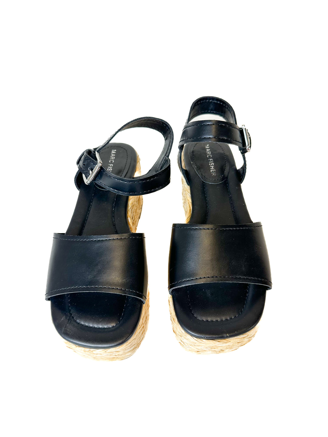 Marc Fisher Black and Woven Platform Sandals (7)