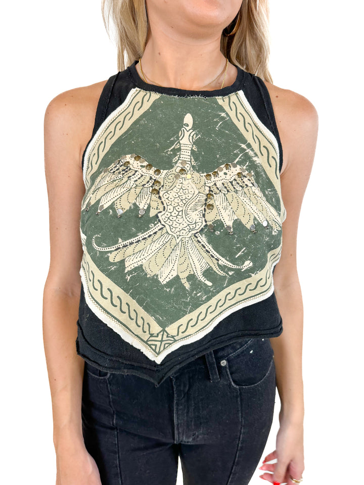 Free People Studded Bird Sleeveless Top (XS)