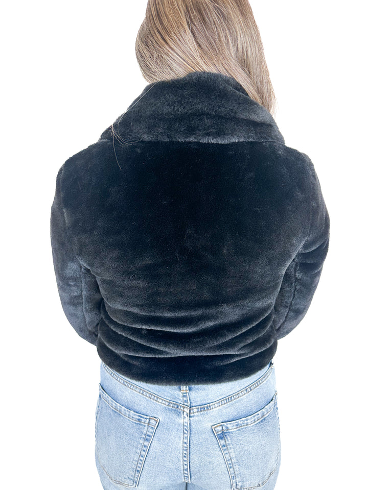 Miami Black Faux Fur Jacket (S)