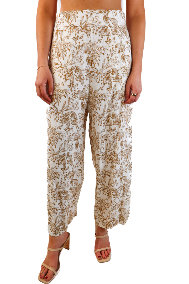 Saint Helena Linen and Viscose Floral Pants (M)