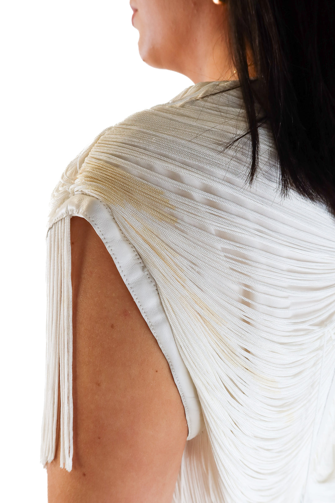 Haute Hippie Cream Fringe & Leather Dress (S; retail $1,100)