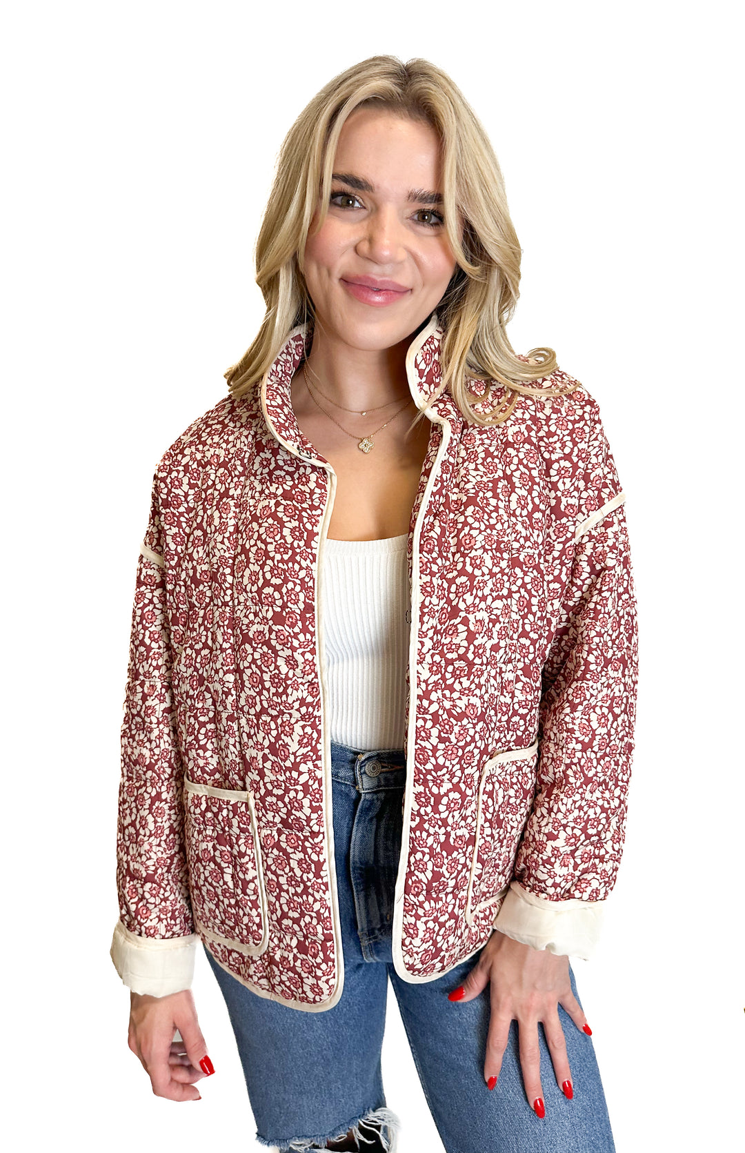 Floral Slightly Puffed Jacket (XS)