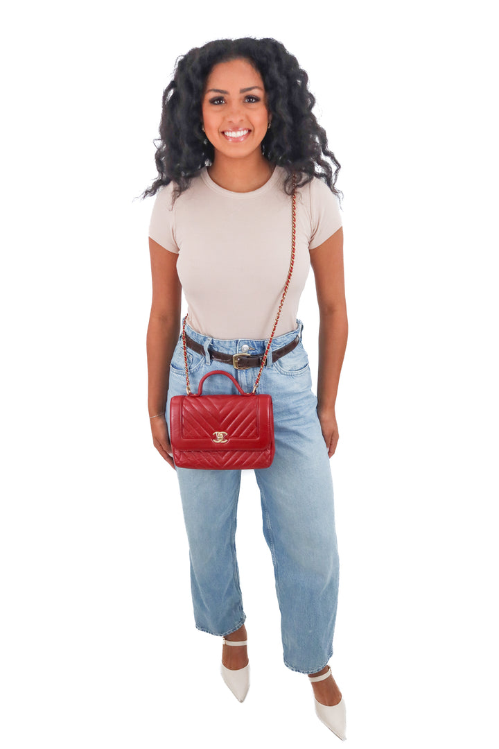 Chanel Chevron Red Two-Way Single Flap (est. retail $8,900)