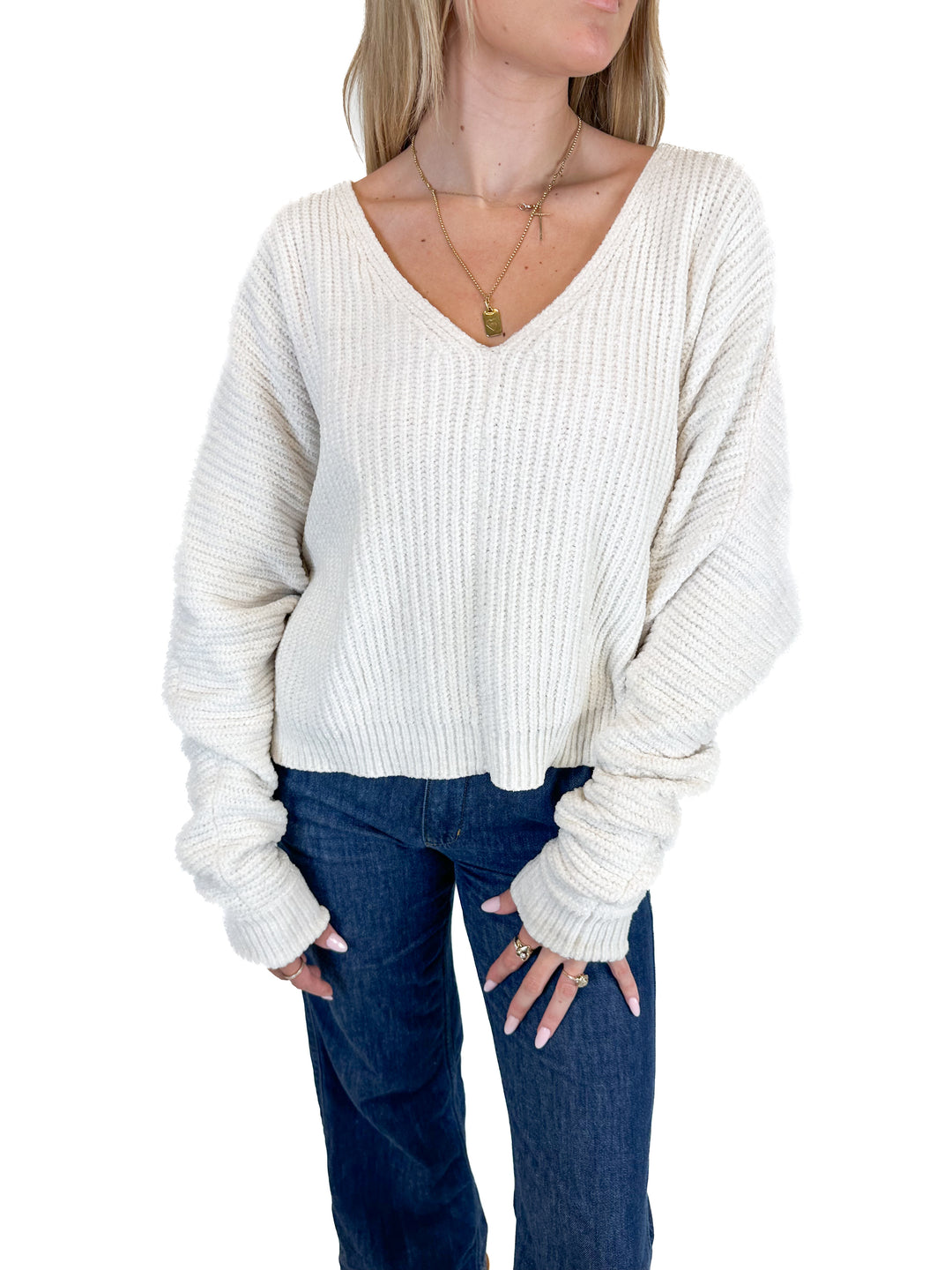 Impressions Long Sleeve V Neck Sweater (S)