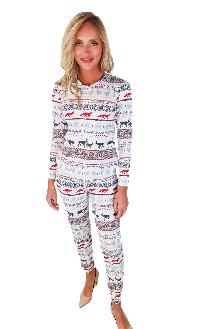 Bed Head White/Red/Grey Fair Isle Animal Pajama Set NWT (S; Retail $128)