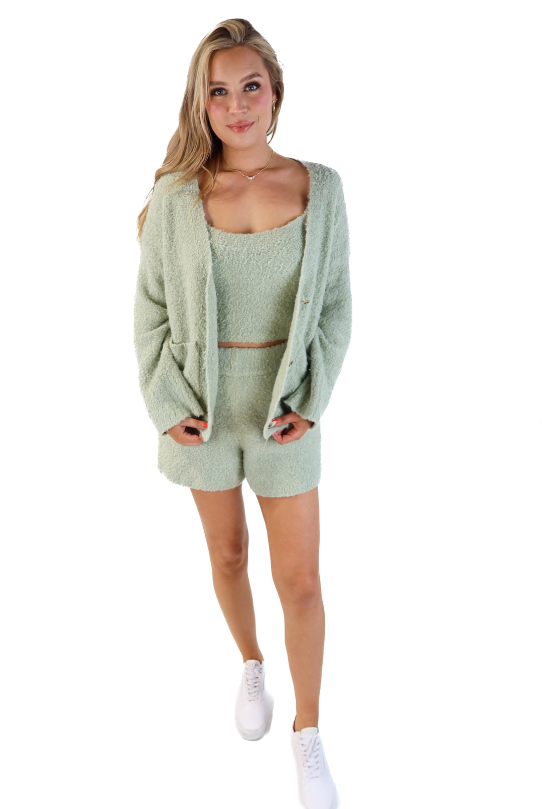 SOLD: Abercrombie & Fitch green fuzzy 3 piece lounge set (M; retail $140)