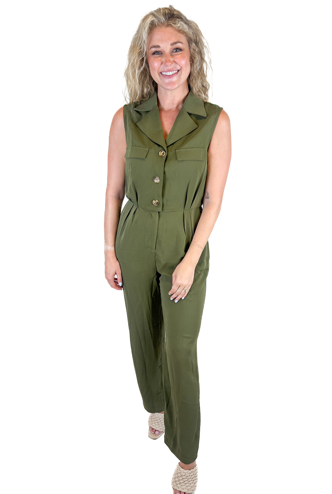Petal & Pup Army Green Jumpsuit NWT (L; retail $90)