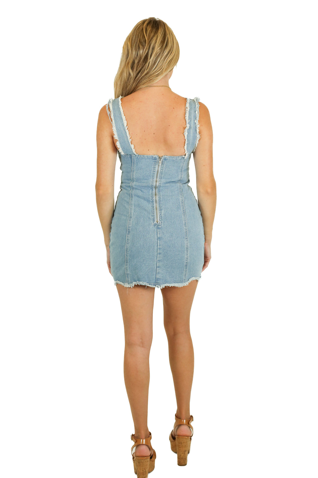Pretty Little Things Frayed Denim Dress NWT (2)