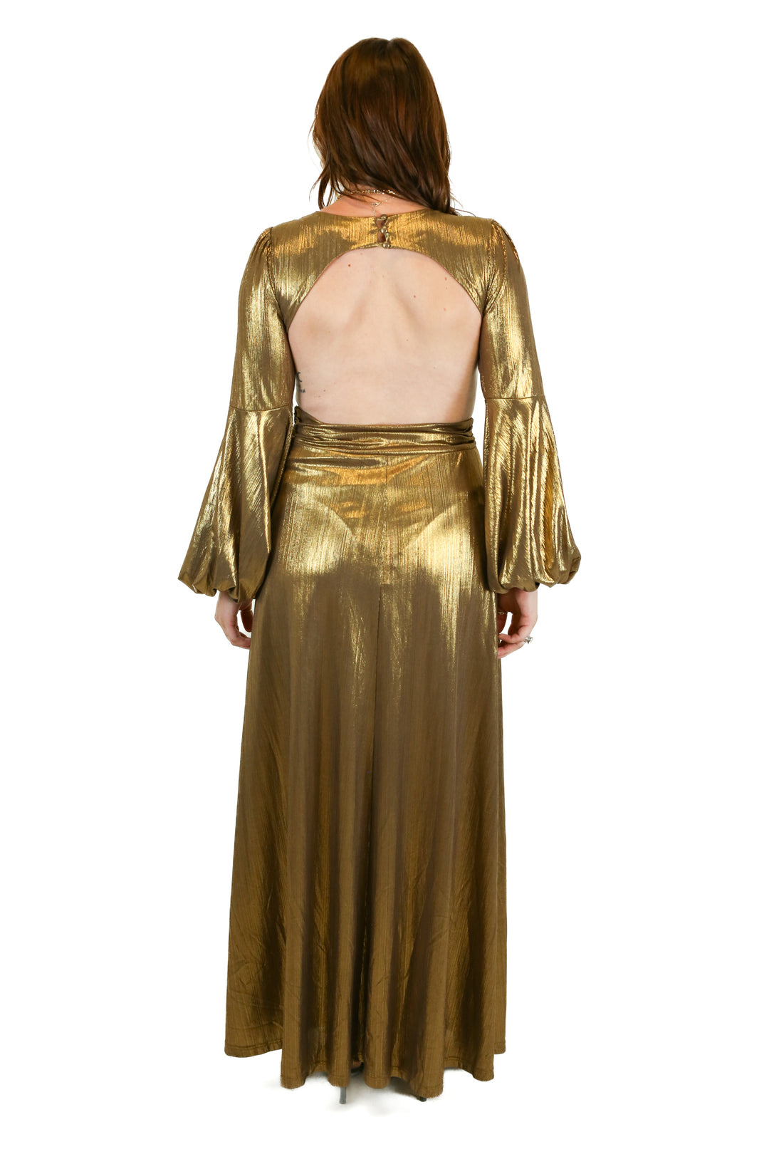 Luxxel Gold Cut-Out Maxi Dress (S)