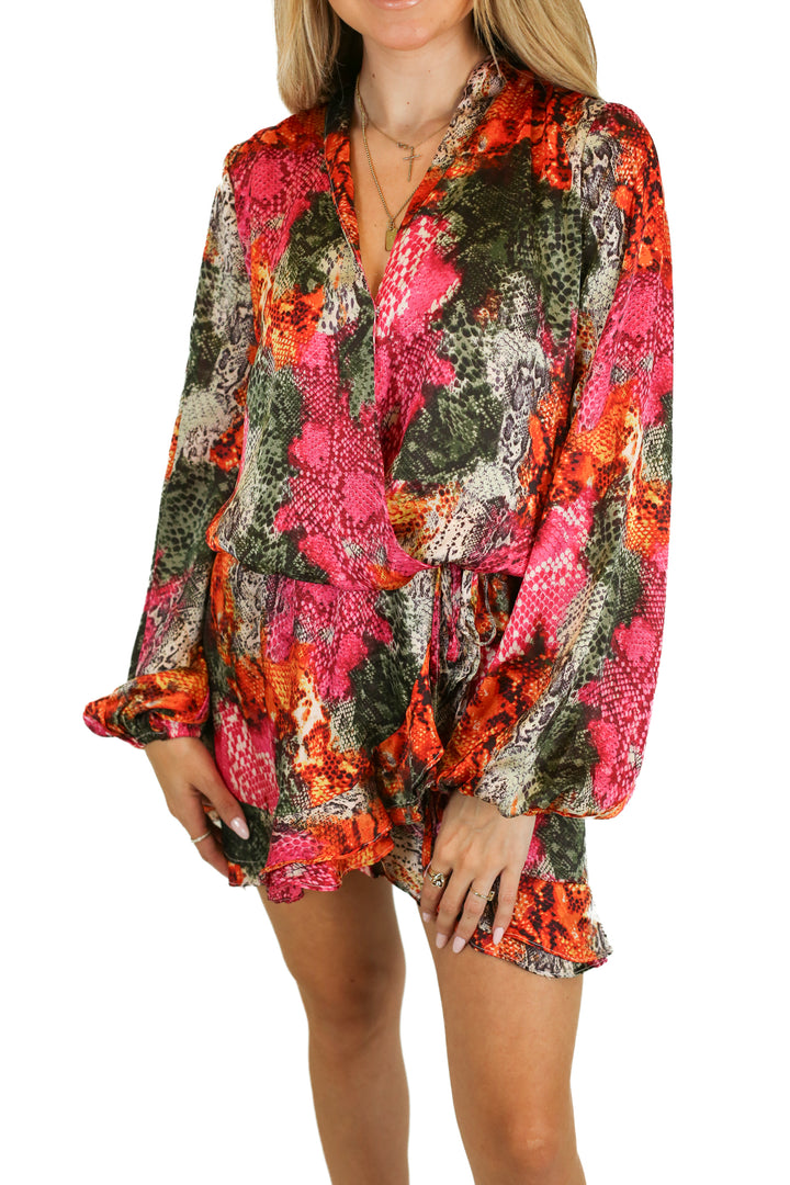 Buddy Love Multicolor Snake Satin Dress NWT (S)