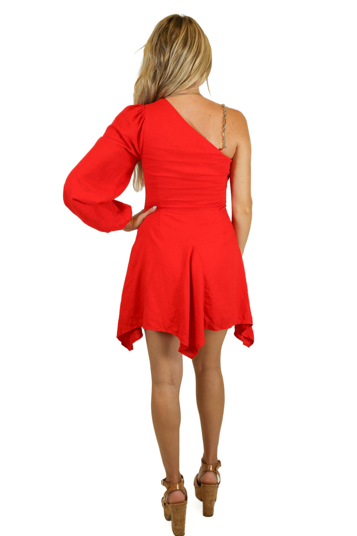 Lovers And Friends Red Chain Strap Mini Dress (XS)