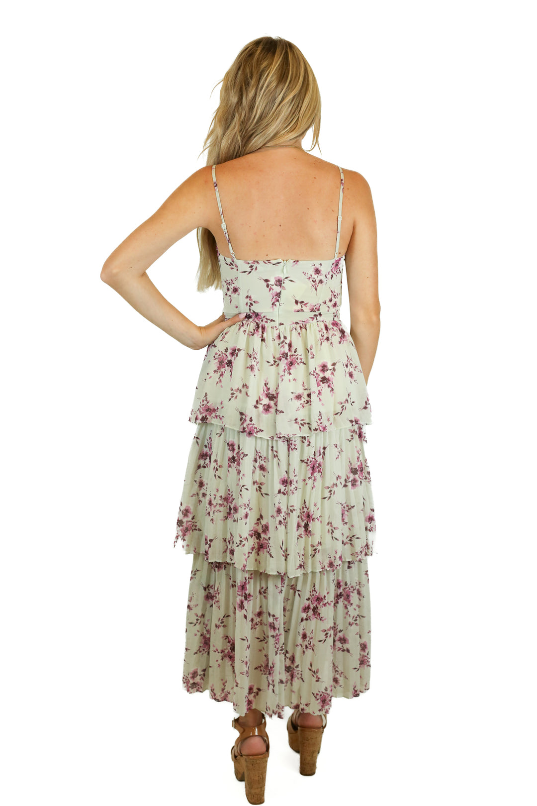 ML Monique Lhuillier Floral Pleated Midi Dress (XS/2)