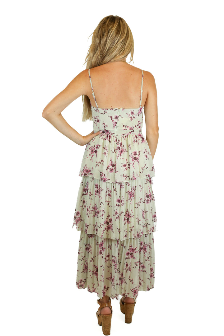 ML Monique Lhuillier Floral Pleated Midi Dress (XS/2)
