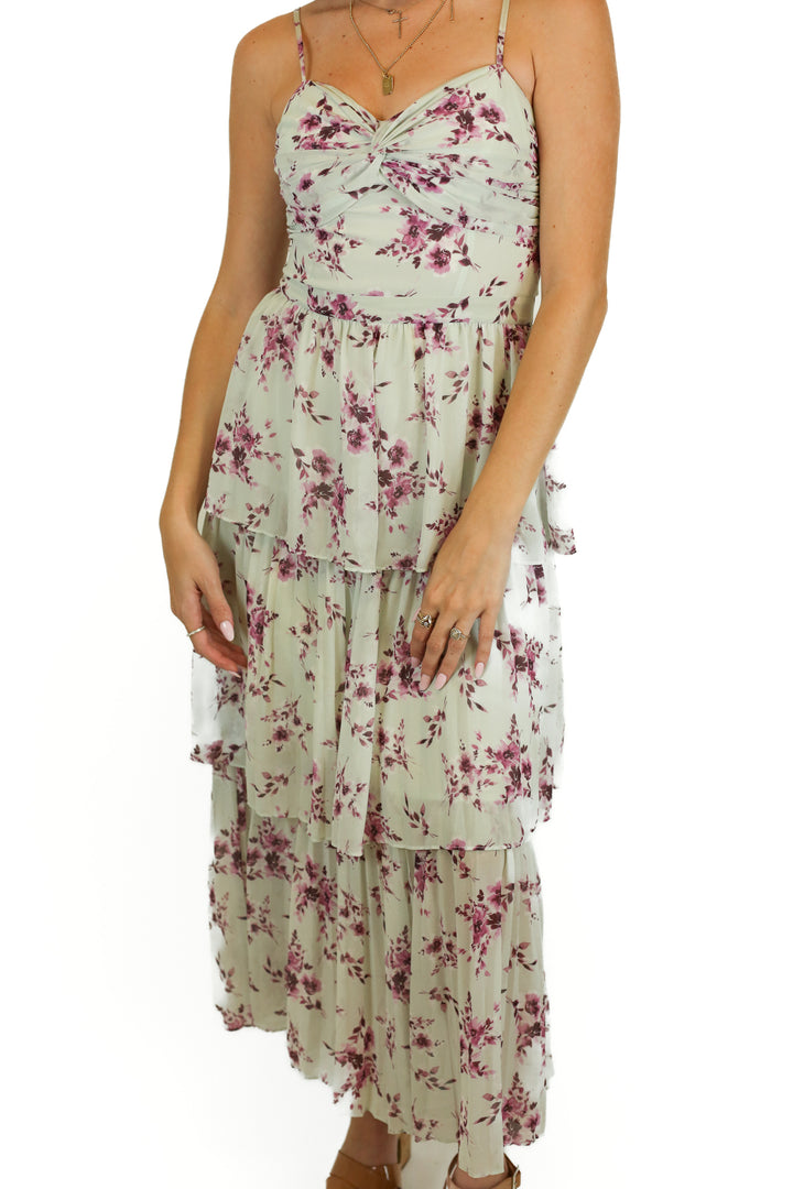 ML Monique Lhuillier Floral Pleated Midi Dress (XS/2)