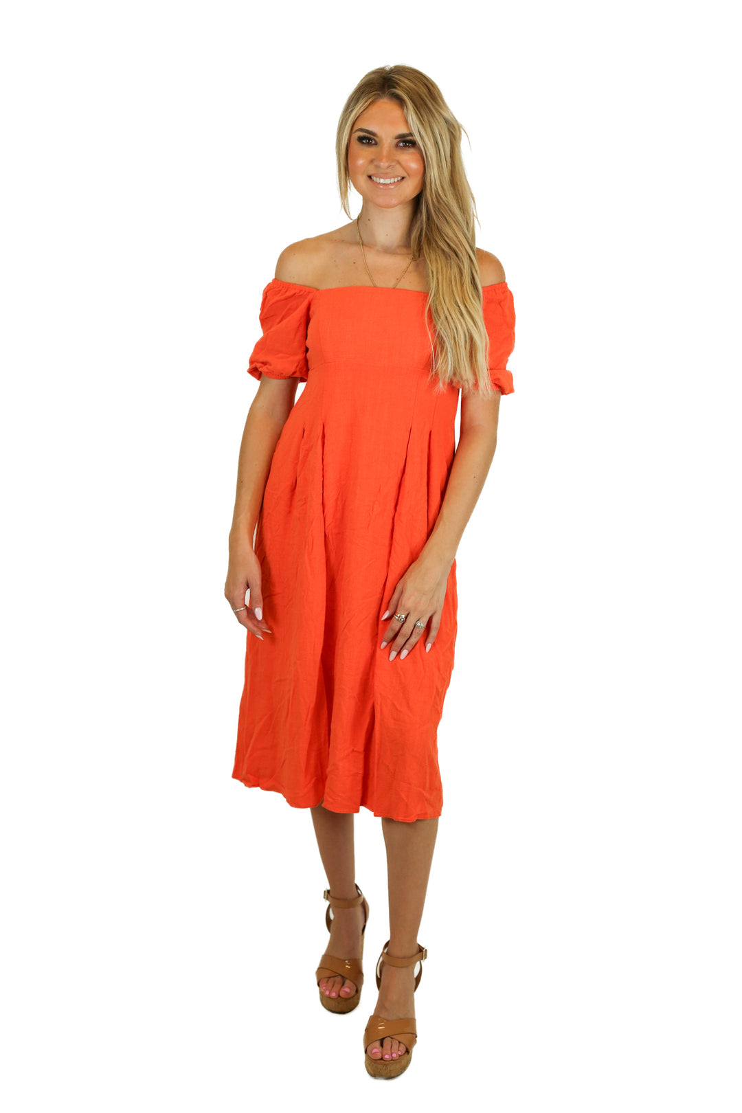 Carly Jean Los Angeles tangerine Midi Dress (S)