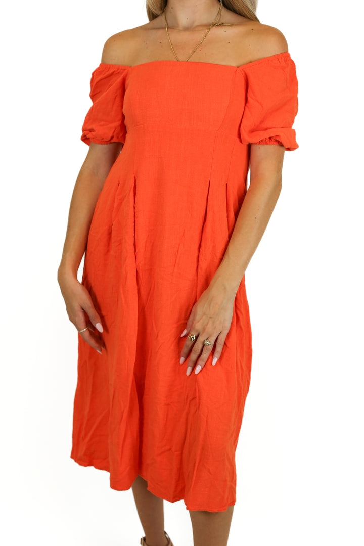 Carly Jean Los Angeles tangerine Midi Dress (S)