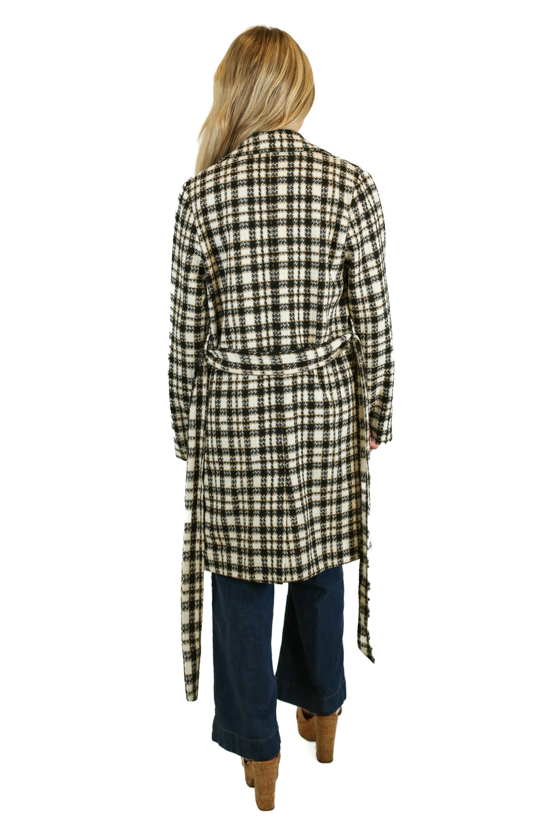 Aura Double-Breasted Plaid Coat (S)