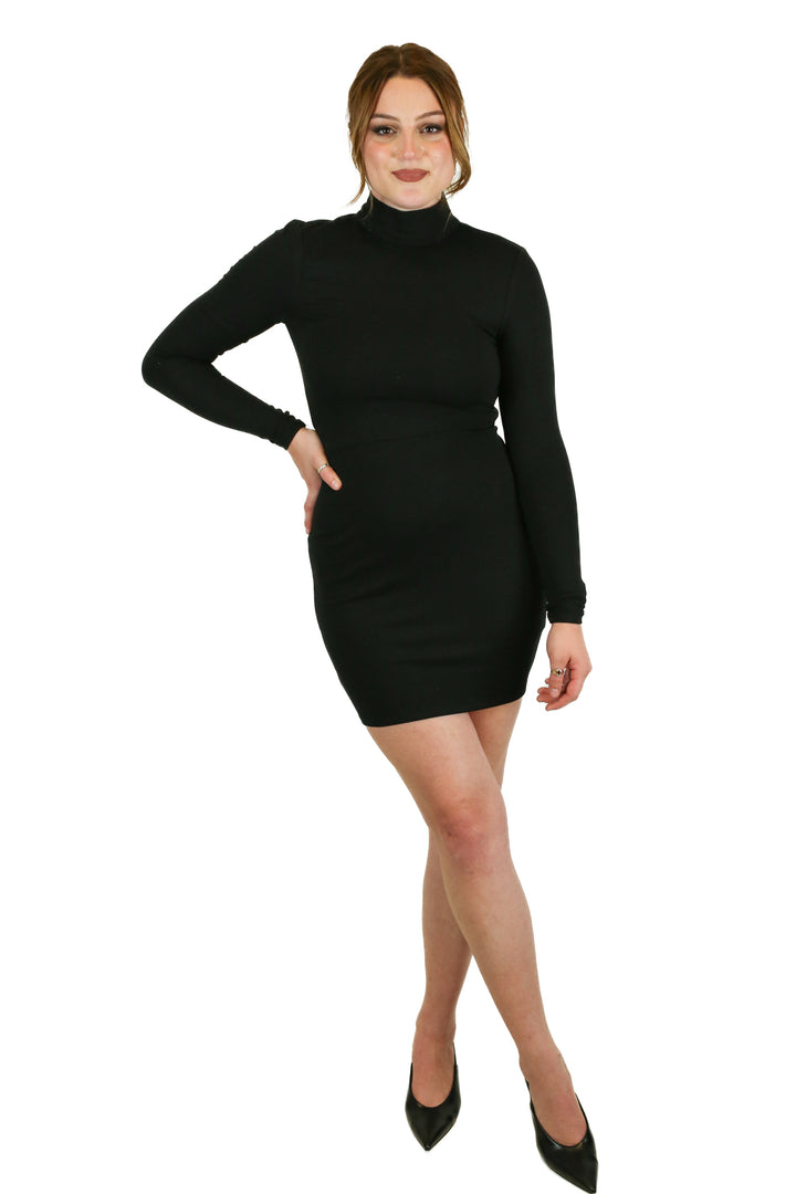 Lovers and Friends Black Mock Neck Bodycon Dress (S)