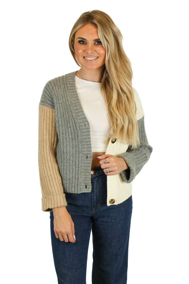 Promesa Color Block Button Front Carsdigan (S)