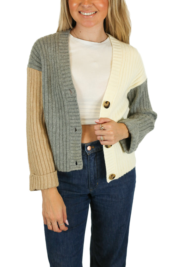 Promesa Color Block Button Front Carsdigan (S)