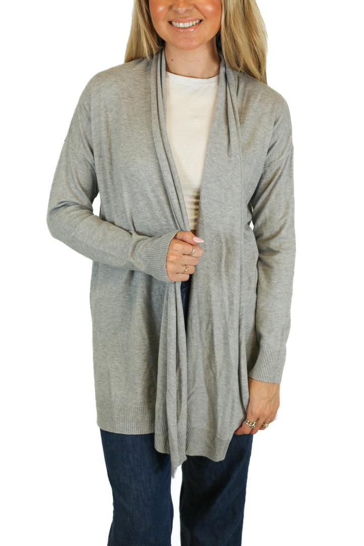 Dreamers Gray Long Line Draped Cardigan (S/M)