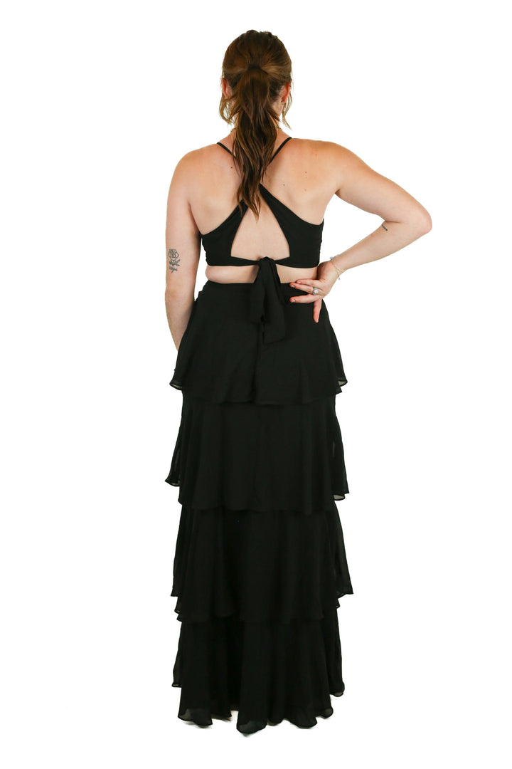Lulu's Black Halter Maxi Dress (S)