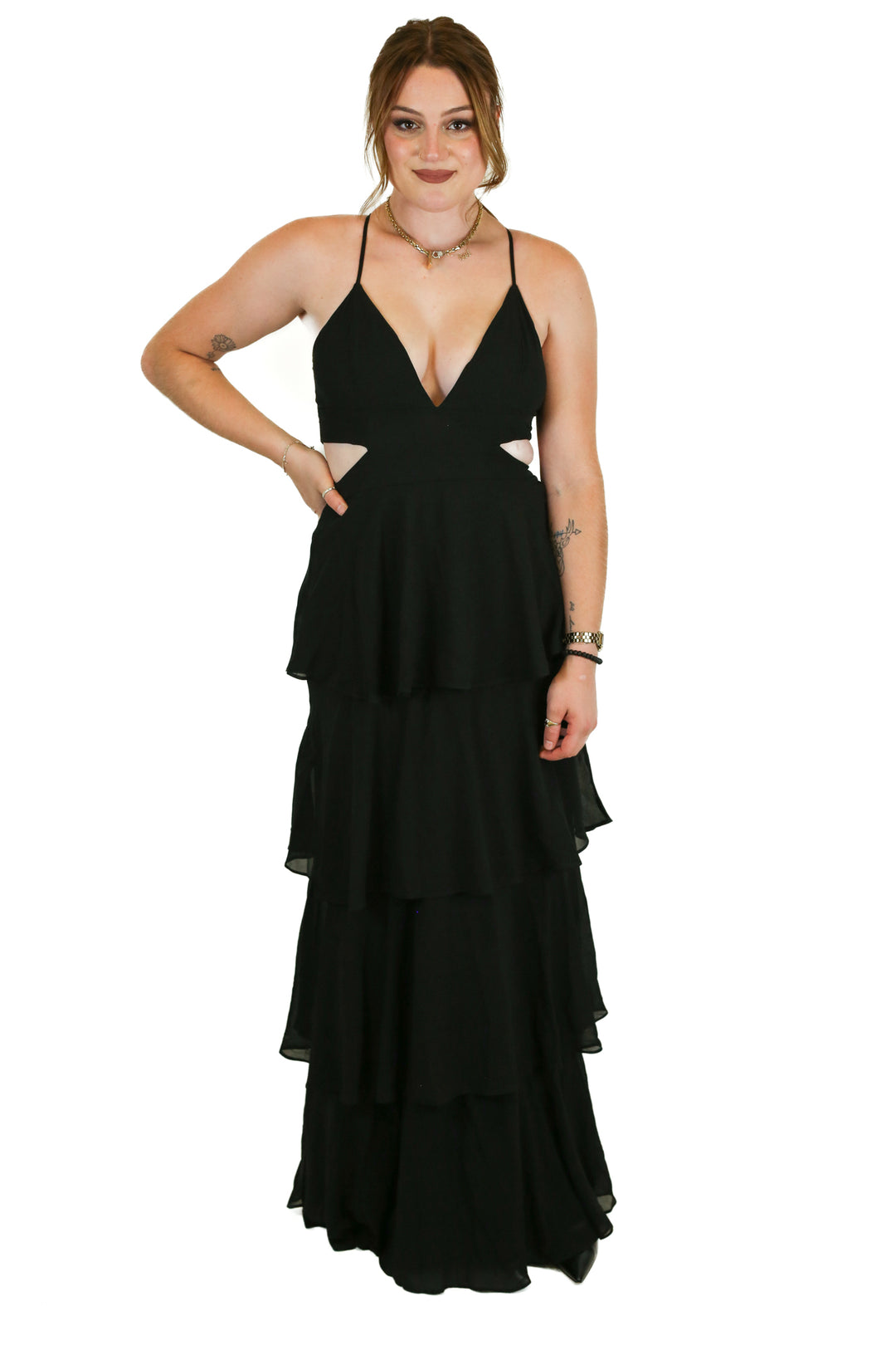 Lulu's Black Halter Maxi Dress (S)