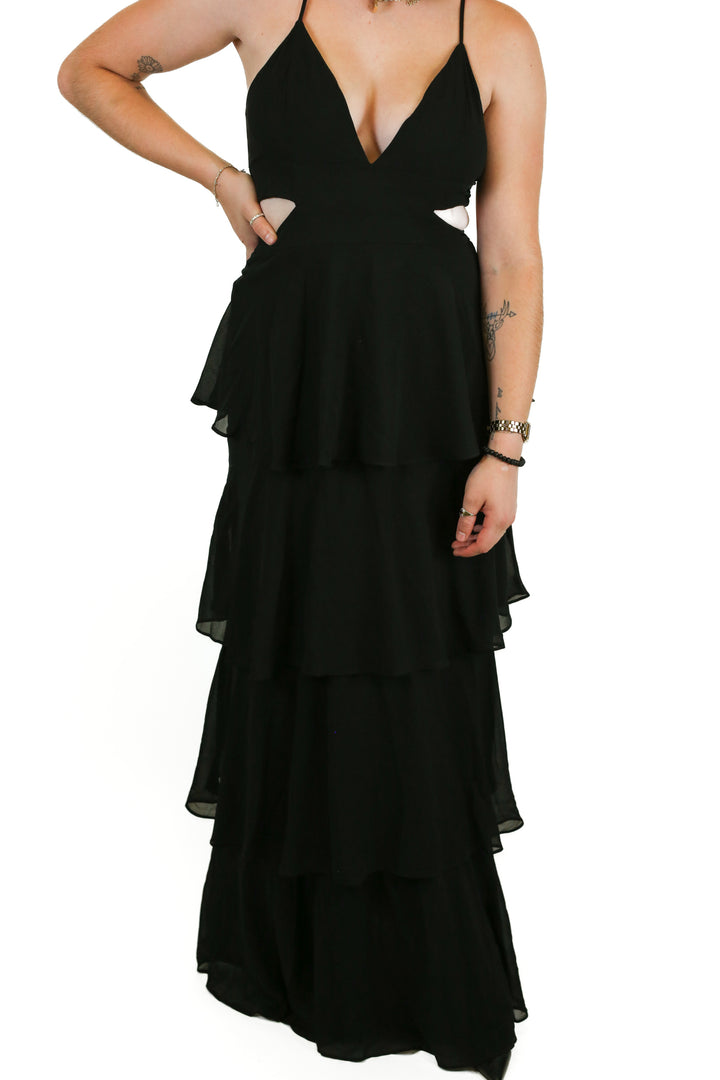 Lulu's Black Halter Maxi Dress (S)