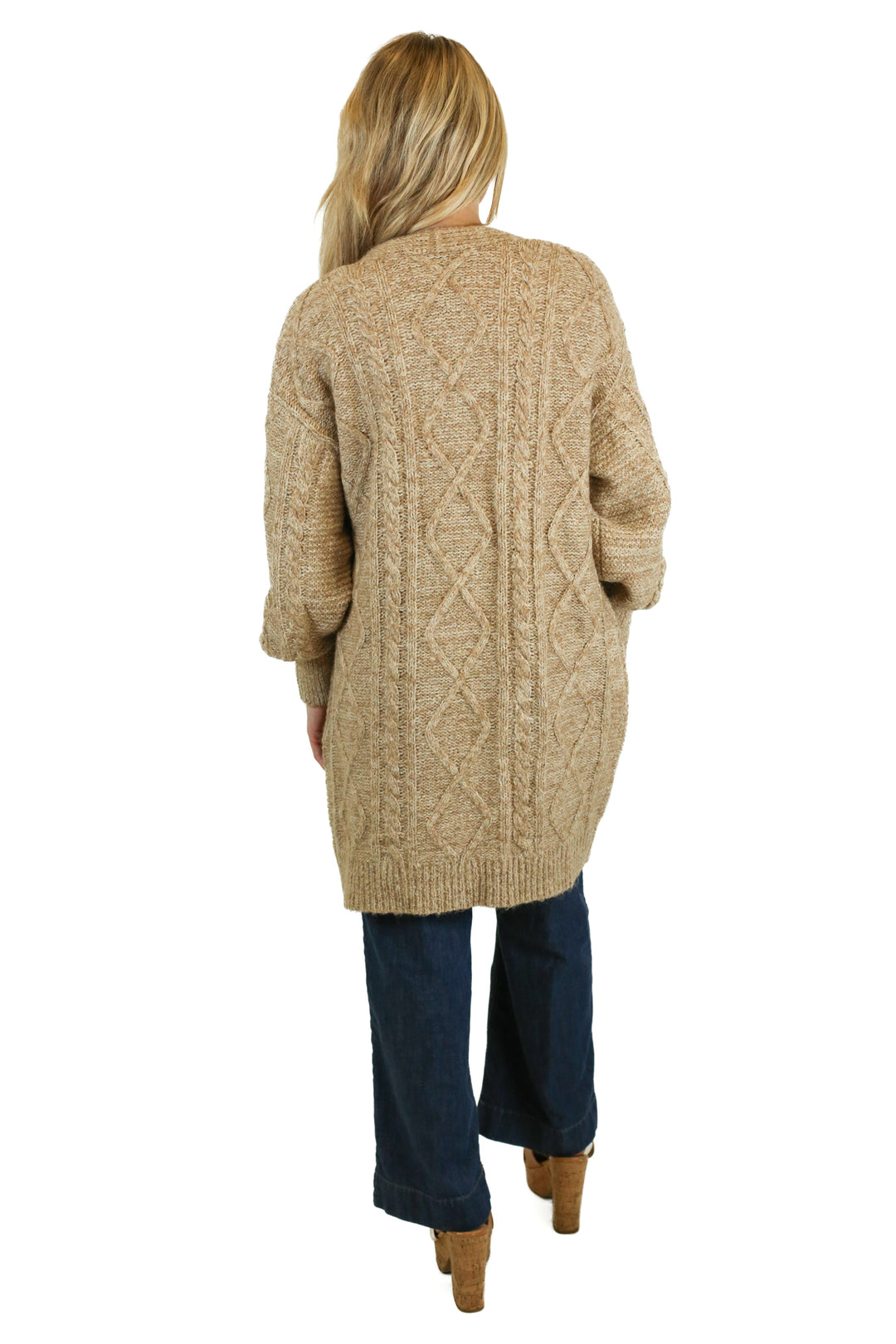 Joe's Taupe Long Open Front Cardigan (S)