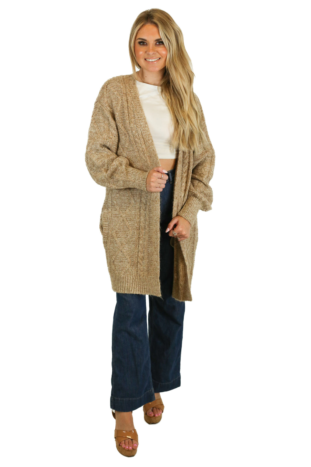 Joe's Taupe Long Open Front Cardigan (S)