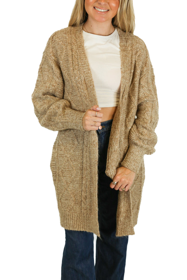 Joe's Taupe Long Open Front Cardigan (S)