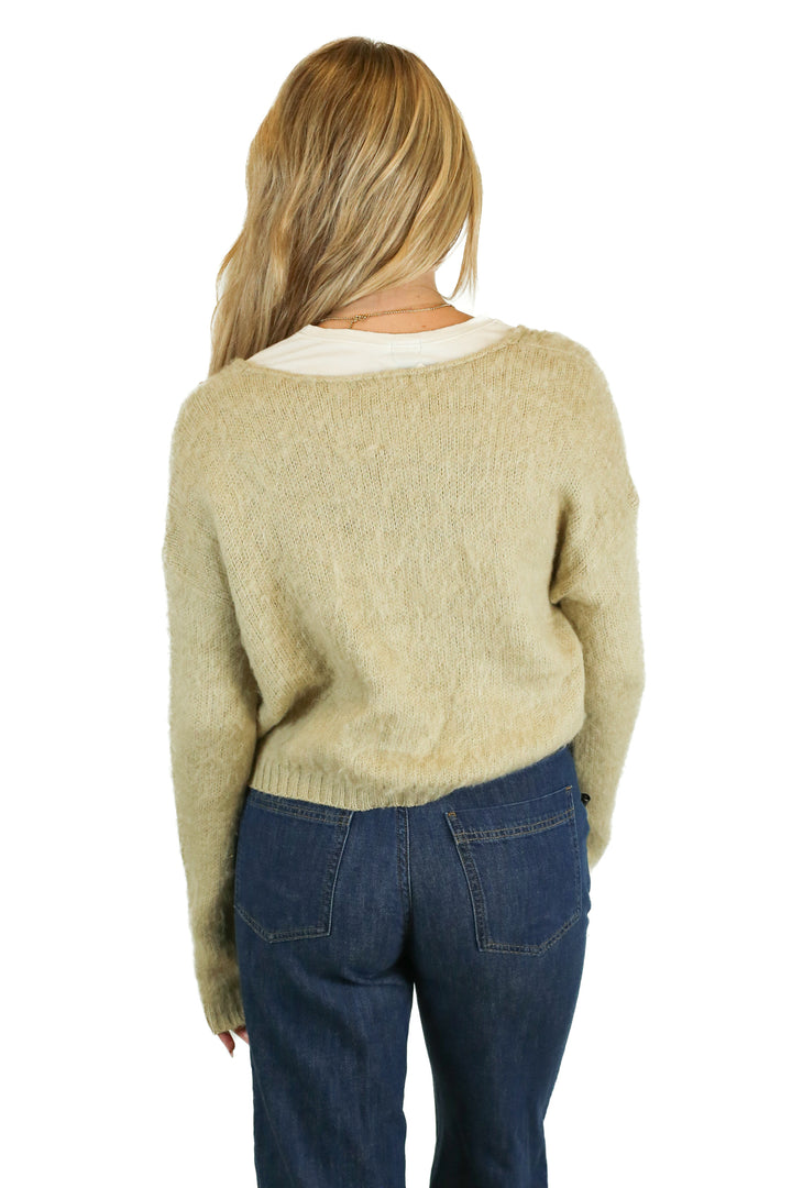 BP Oatmeal Fuzzy Cropped Cardigan (S)