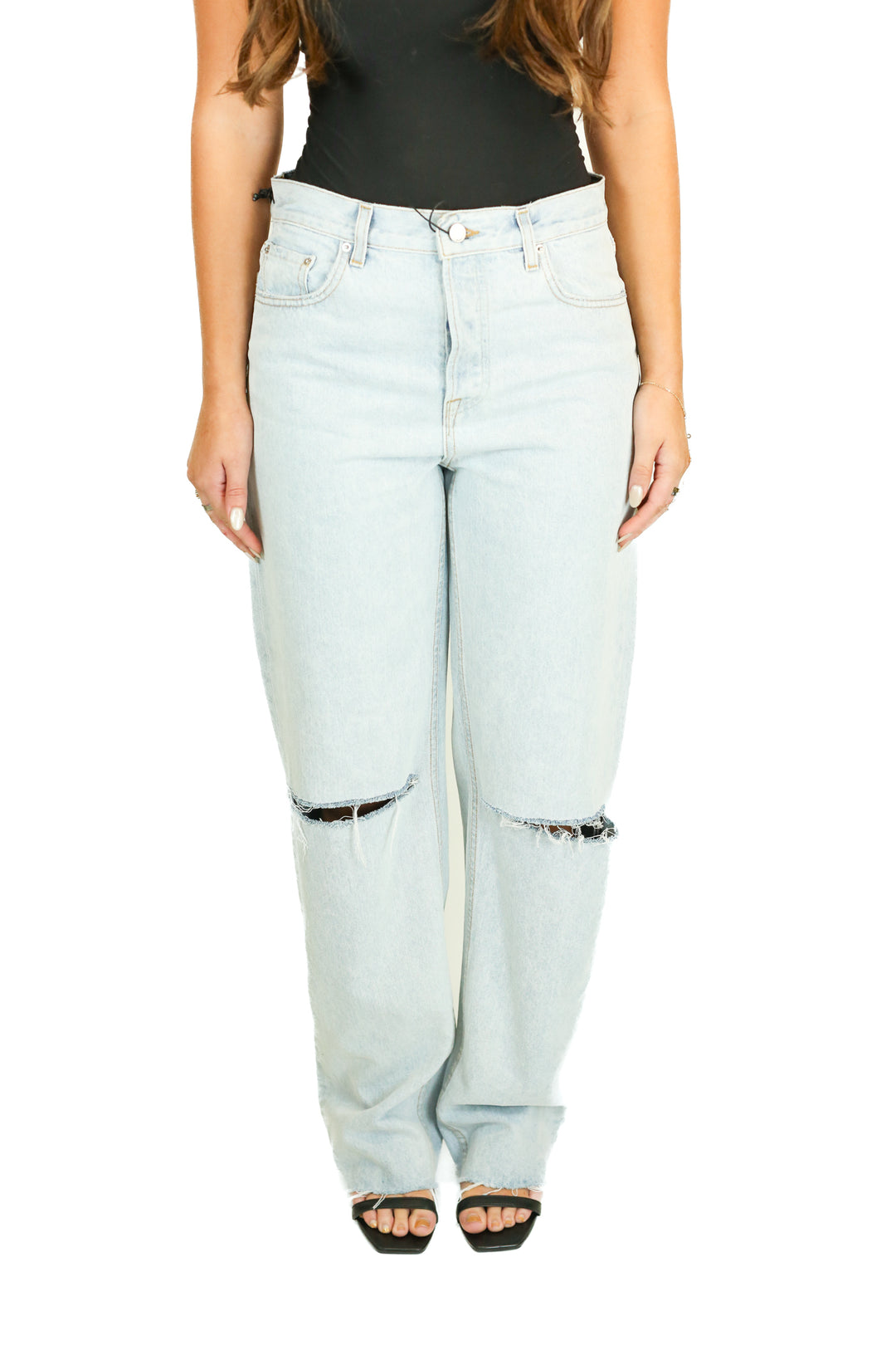GRLFRND Light Wash Low Rise Boyfriend Jeans NWT (26)