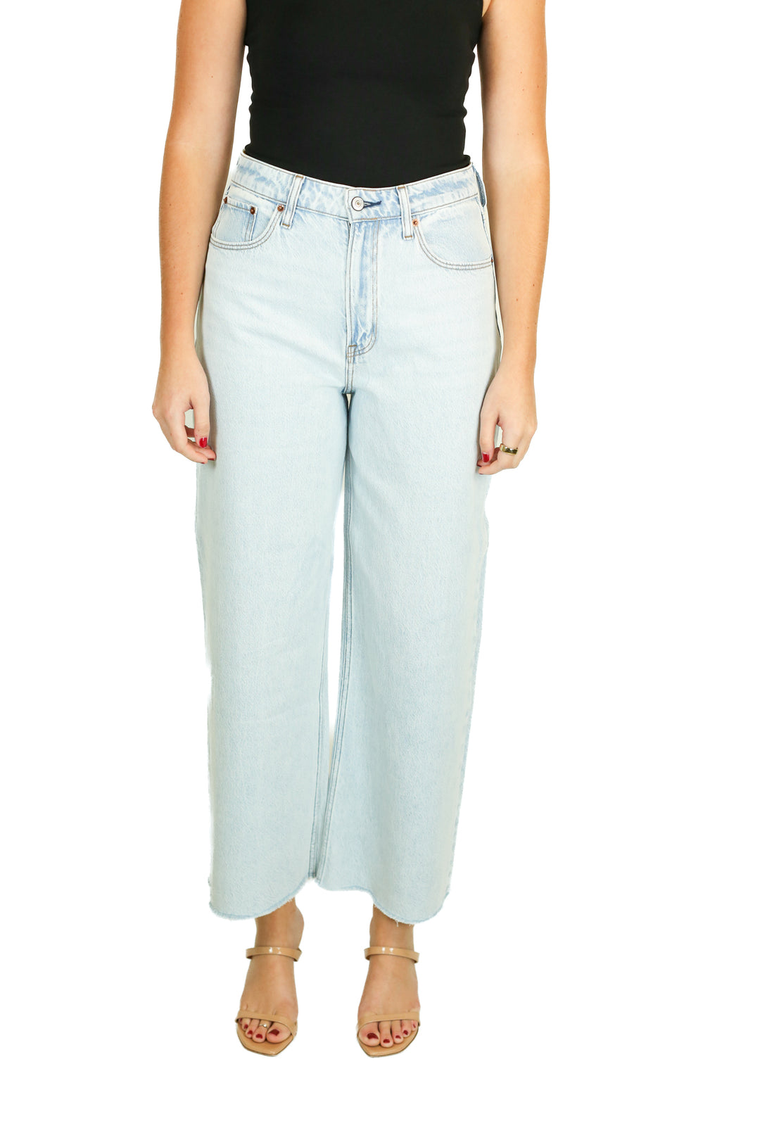 Abercrombie Curve Love High Rise Crop Wide Leg Jeans (27/4L)