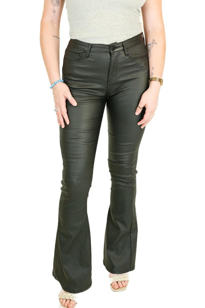 Edikted Black Faux Leather Flare Pants NWT (M)