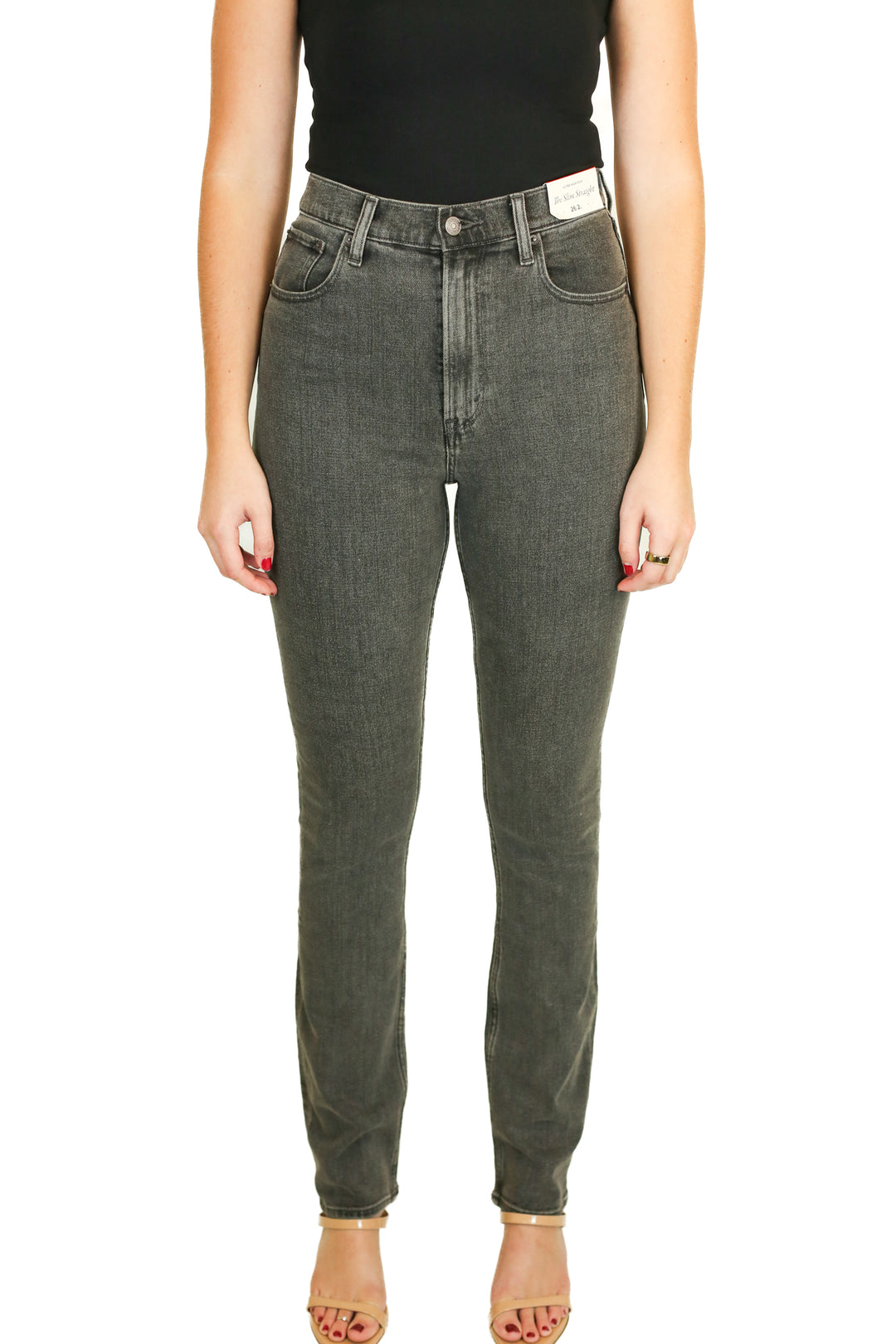 Abercrombie Faded Black High Rise Slim Straight Jeans (26/2L)