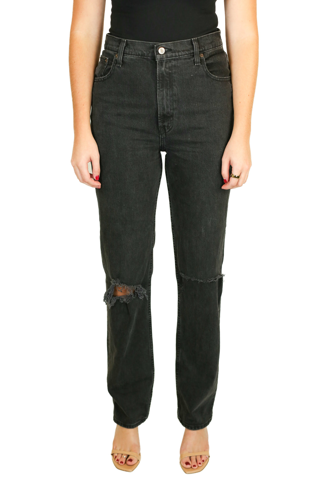 Abercrombie Black 90s Straight High Rise Jeans NWT (28/6L; Retail $99)