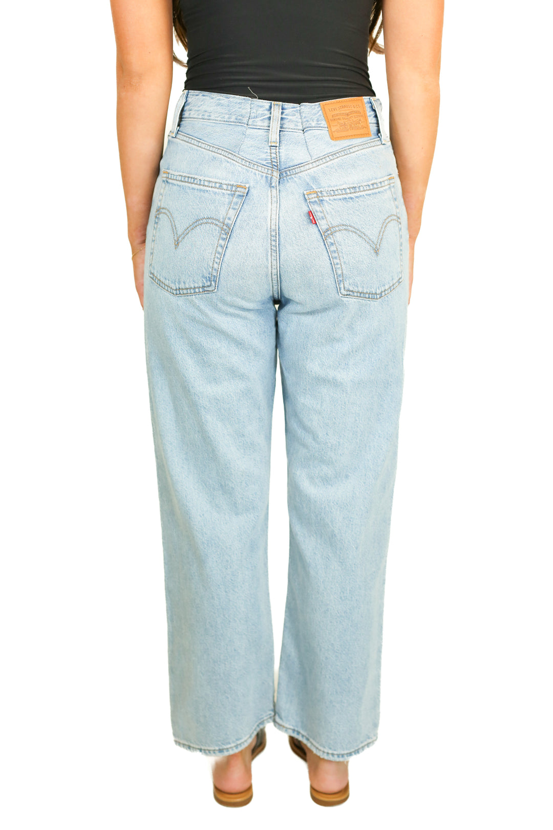 Levi's Medium Wash Ribcage Straight Jeans (29)