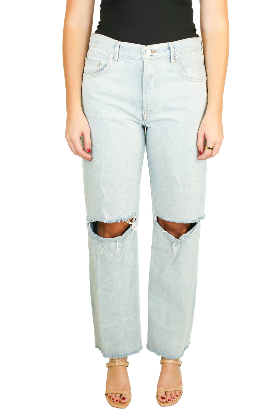 Grlfrnd Light Wash Low Rise Boyfriend Jeans (28)