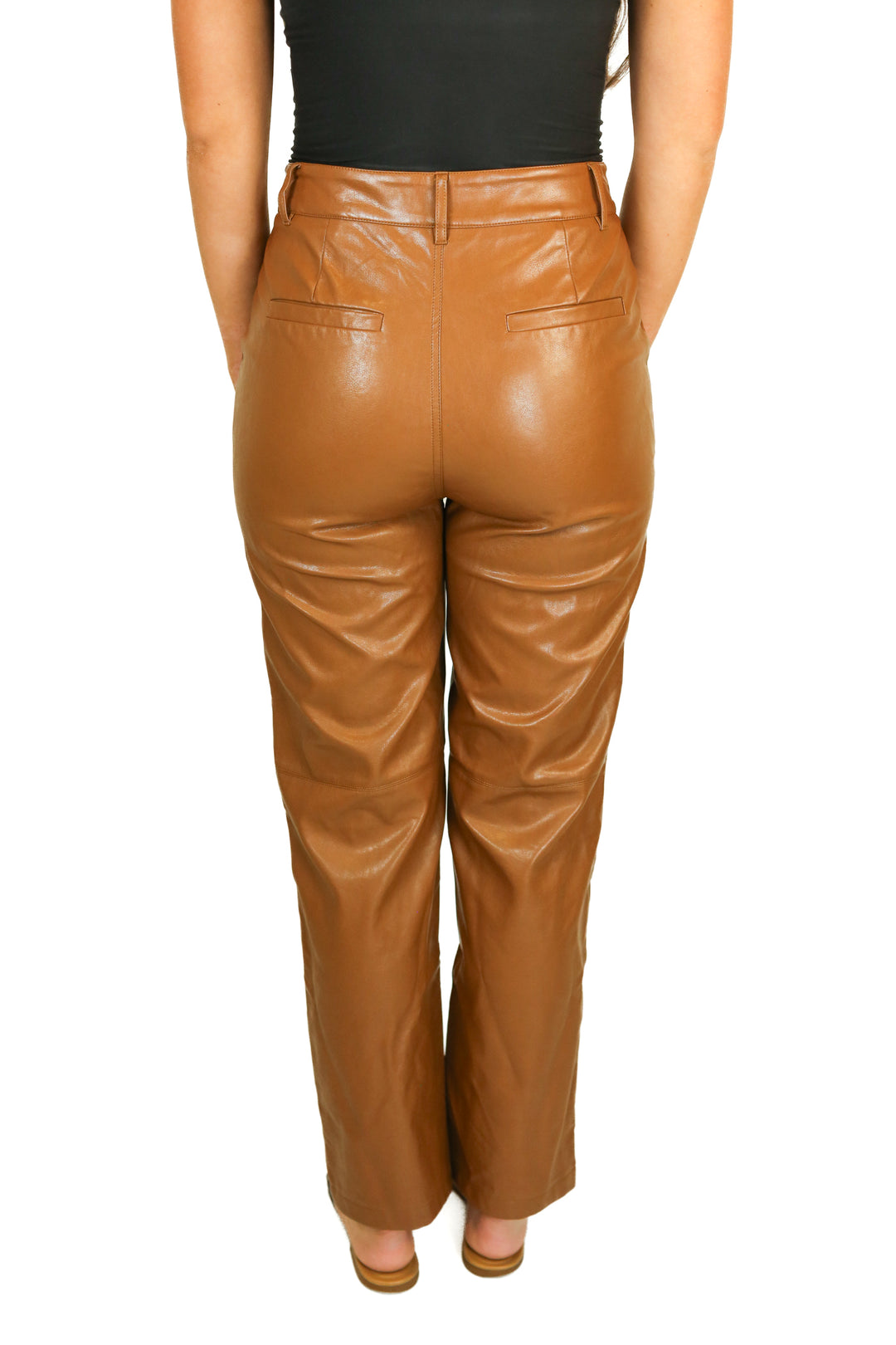 Emory Park Camel High Waisted Vegan Leather Pants NWT (M; Retail $65)