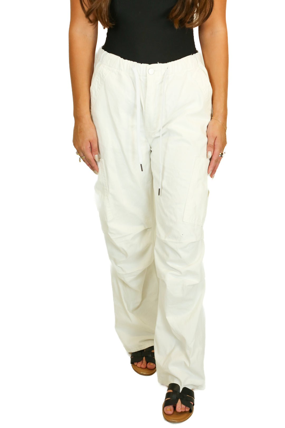 Cider White Wide Leg Cargo Pants NWT (L)