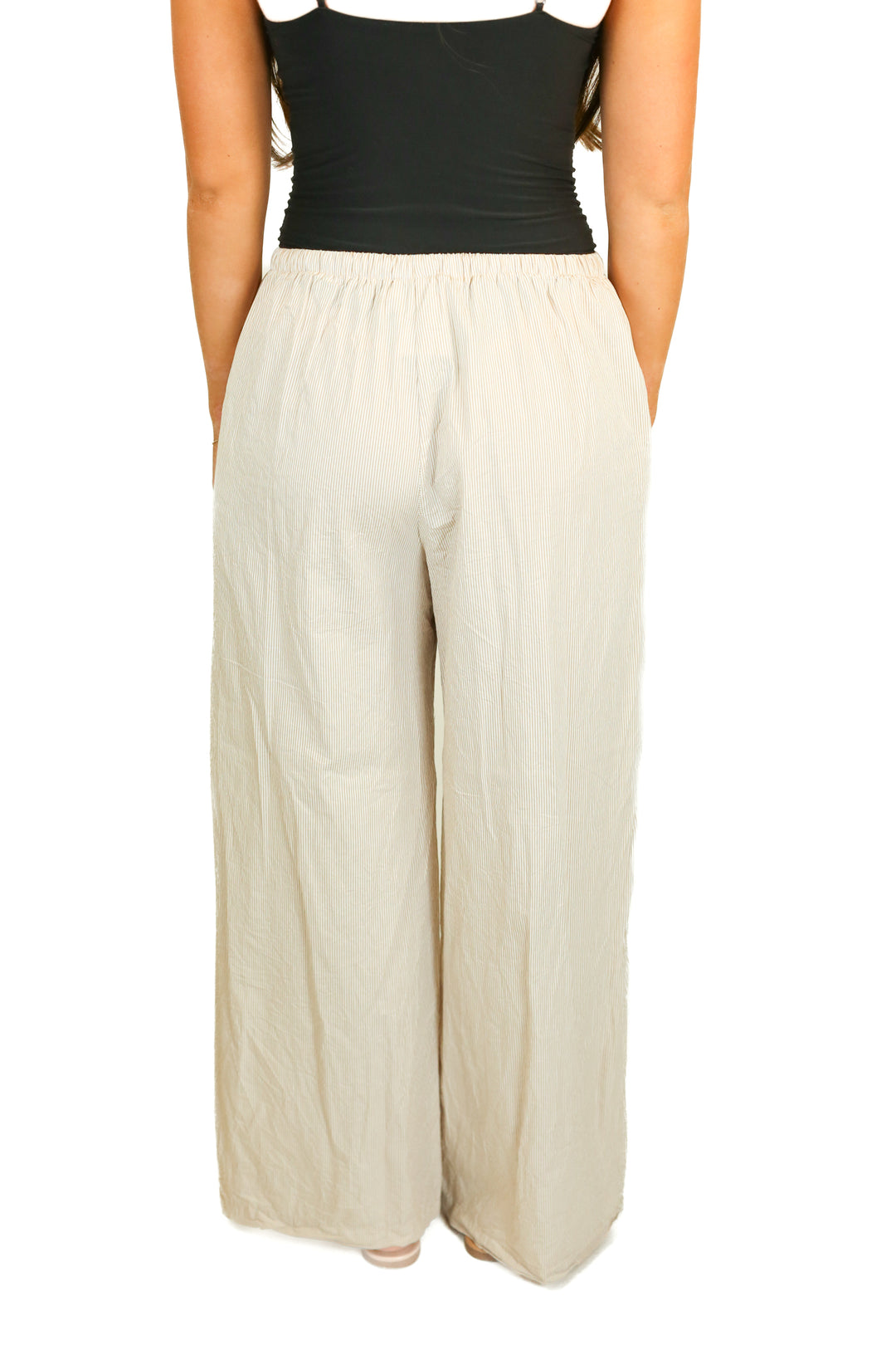 Princess Polly Taupe Stripe Wide Leg Pants (6)