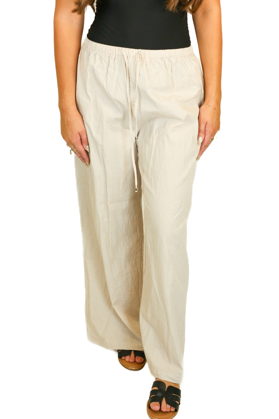 Princess Polly Taupe Stripe Wide Leg Pants (6)
