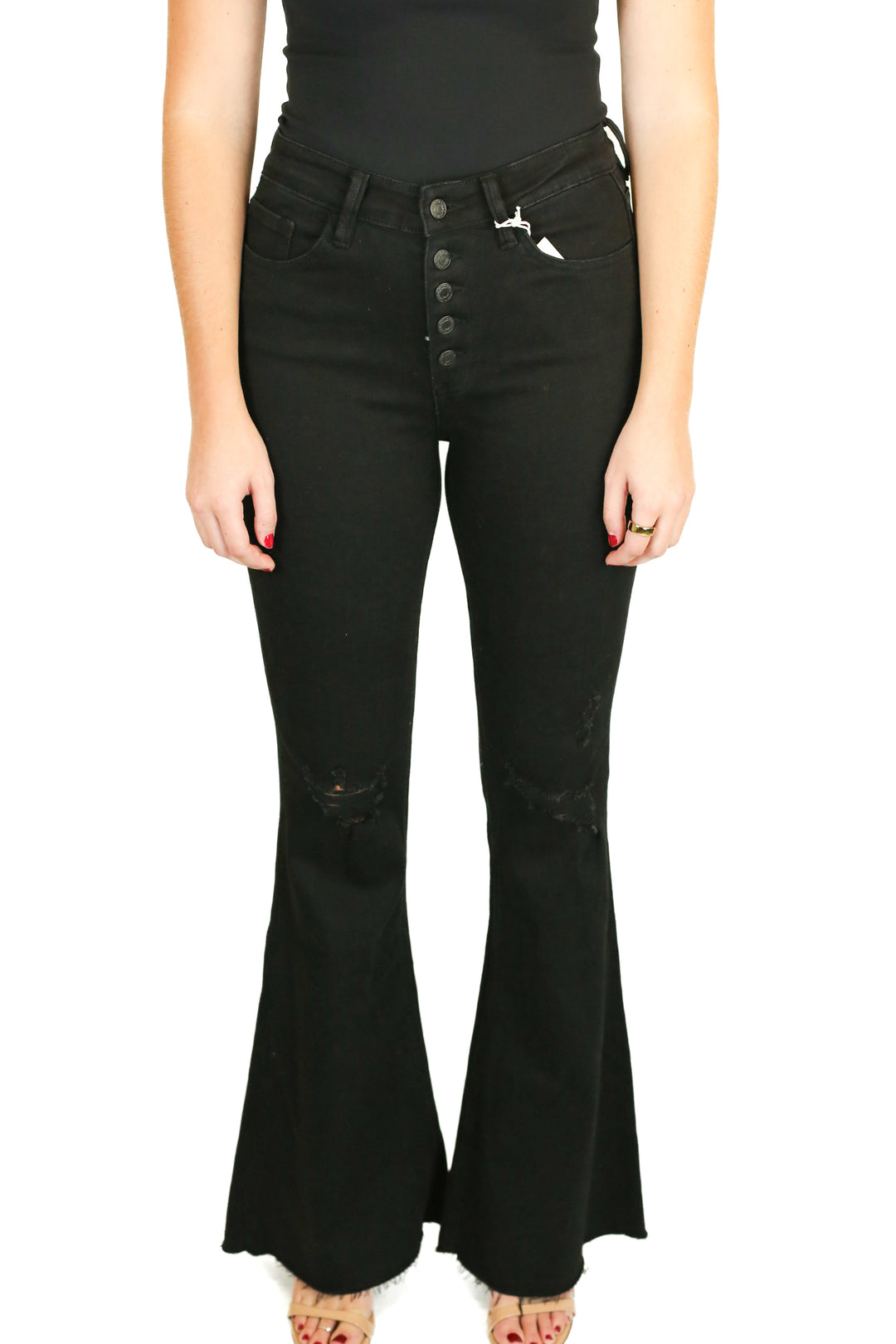 Vervet Black Button-Fly High Rise Flare Jeans NWT (28)