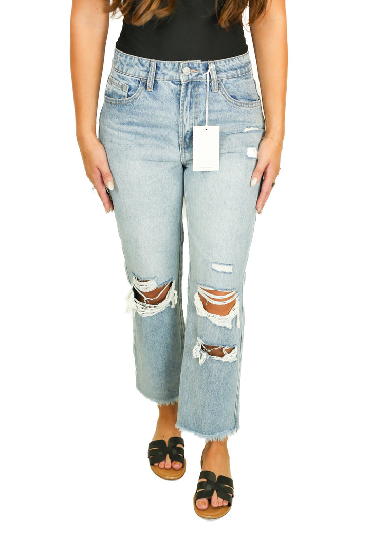 Flying Monkey High Waist Distressed Straight Jeans NWT (27)