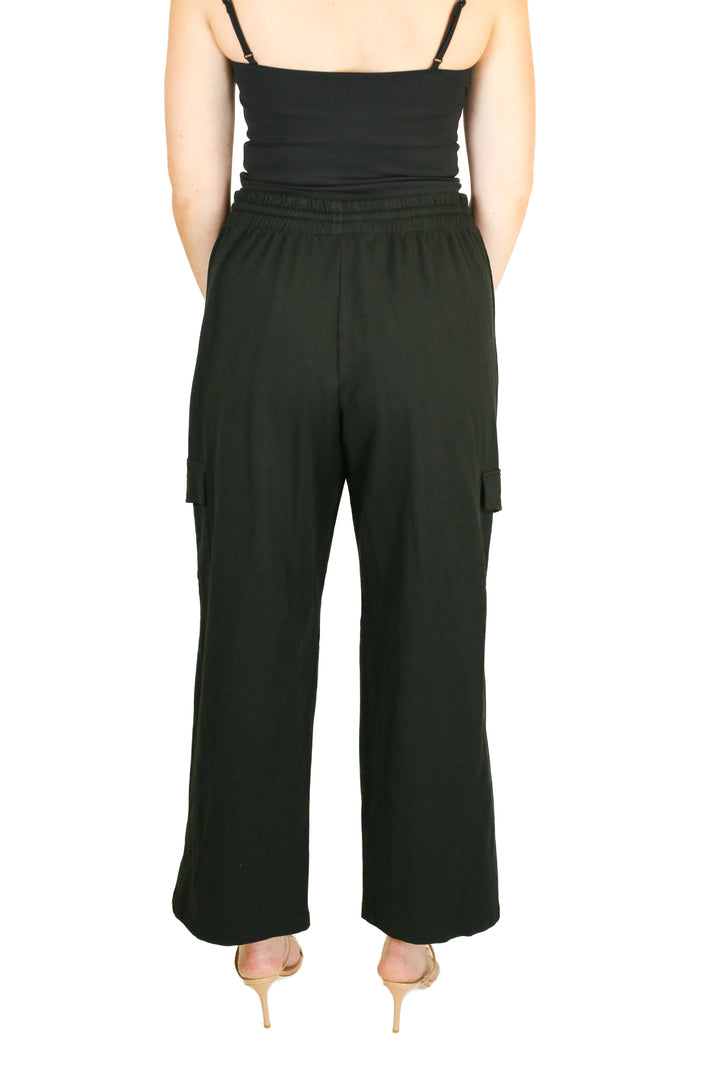 Brownlee Black Wide Leg Knit Cargo Pants  (L)