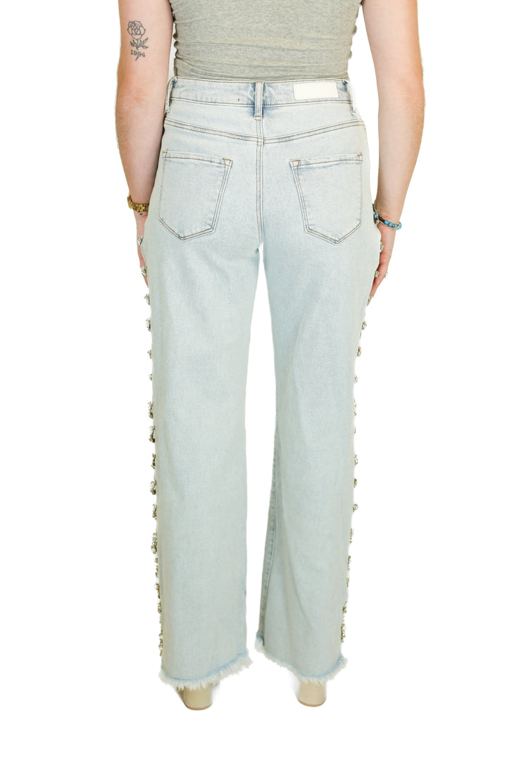 Akira Jeweled Leg High-Rise Jeans NWT (5; Retail $110)
