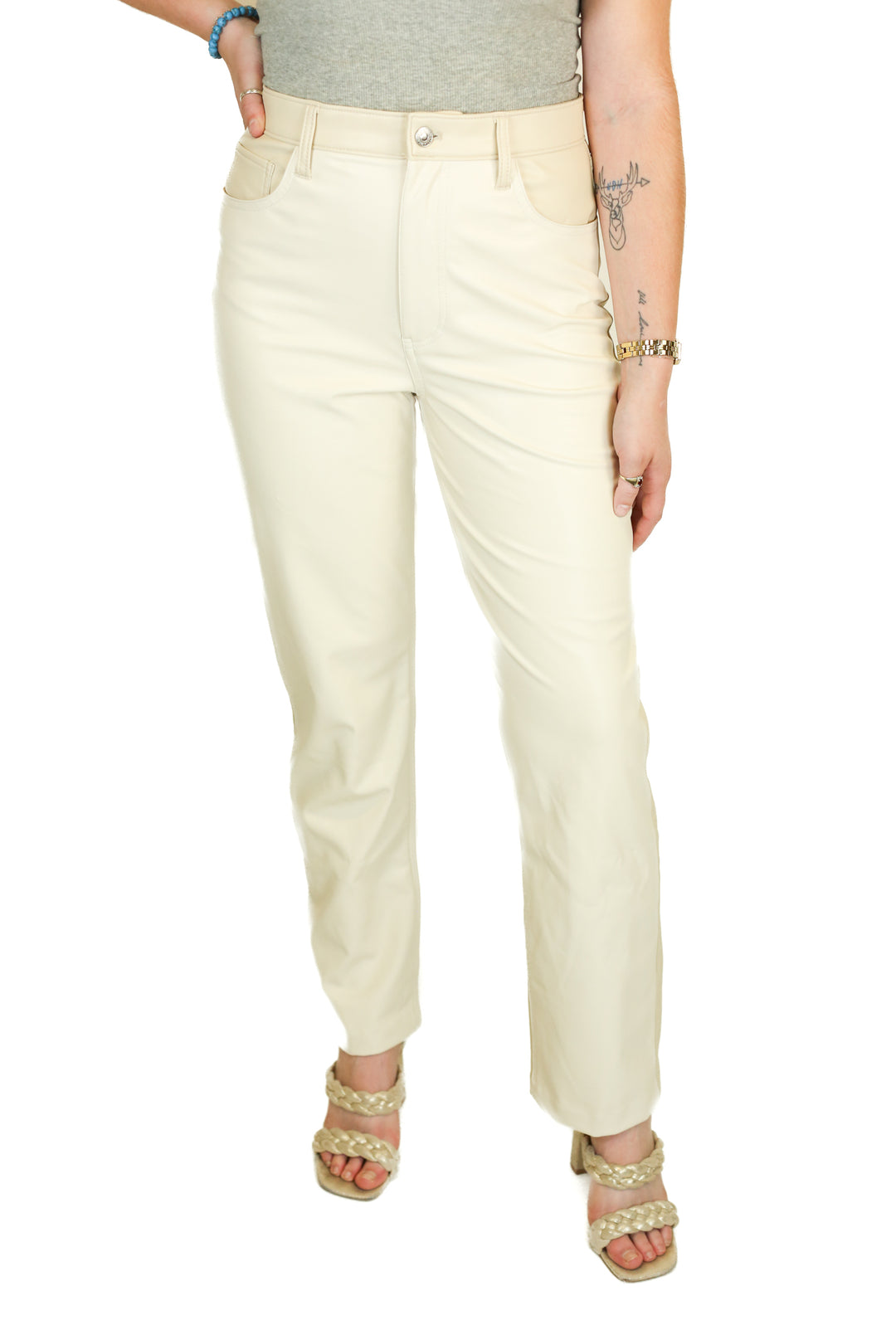 Abercrombie Cream 2-Tone Vegan Leather Pants (29/8)