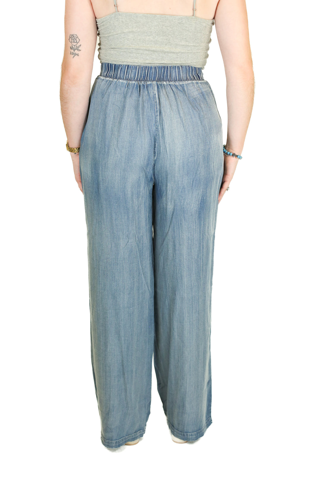 The Workshop High Waist Wide Leg Chambray Pants NWT (M)