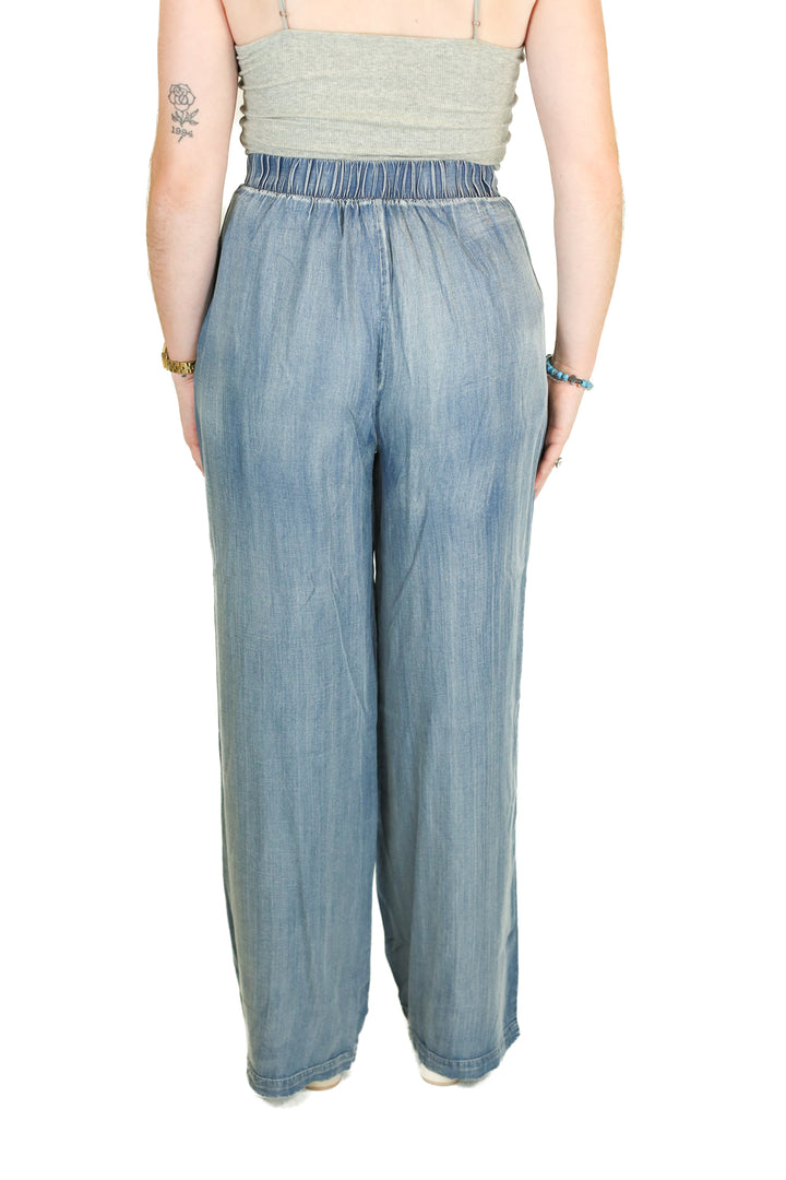 The Workshop High Waist Wide Leg Chambray Pants NWT (M)